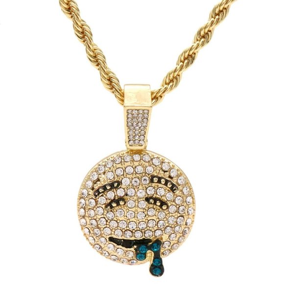 Other - 14k Gold Emoji 24" Rope Chain + Pendant